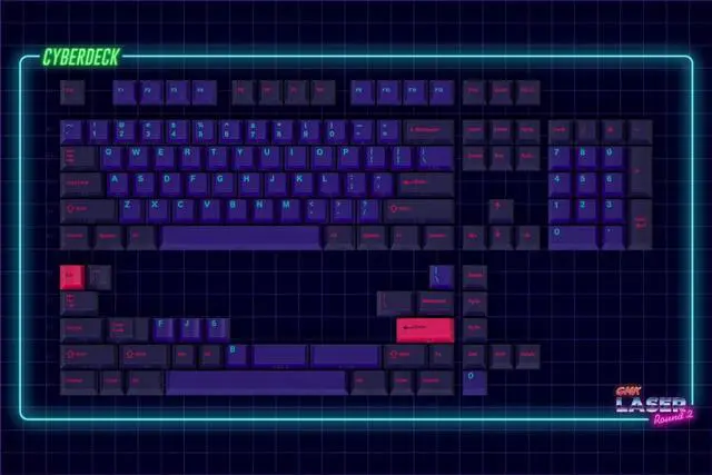 Alt view image 2 of 7 - DROP + MiTo GMK Laser Custom Mechanical Keyboard Keycap Set - 129-keys, Doubleshot, Cherry Profile, for 60%, TKL, 1800 Layouts, etc. (Cyberdeck)