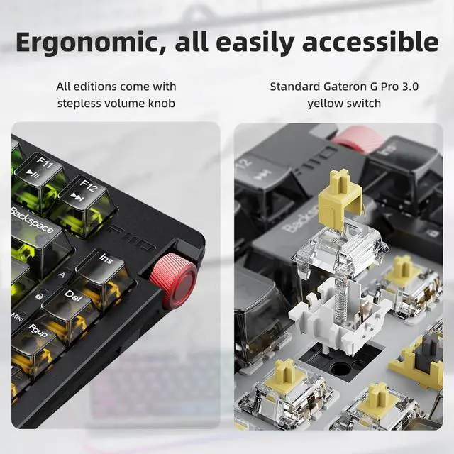 Alt view image 5 of 7 - FiiO HiFi Mechanical Music Keyboard KB3, 75% Mechnical Keyboardwith HiFi Music Decoder, RGB Backlit for PC/Mac/iOS/Android, 3.5mm 4.4mm Outputs (HiFi Wired)