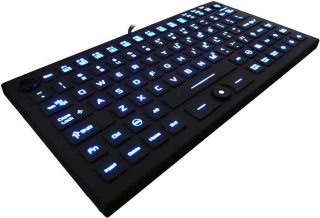 Alt view image 2 of 7 - DSI Compact LED Backlit Keyboard with Integrated Mouse Button IP68 Waterproof Silicone IKB850BL