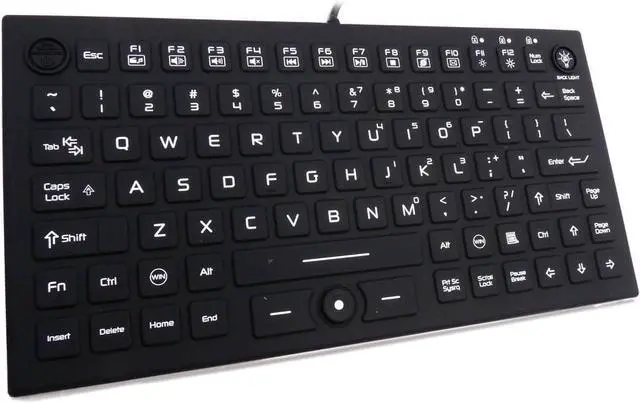 Alt view image 3 of 7 - DSI Compact LED Backlit Keyboard with Integrated Mouse Button IP68 Waterproof Silicone IKB850BL