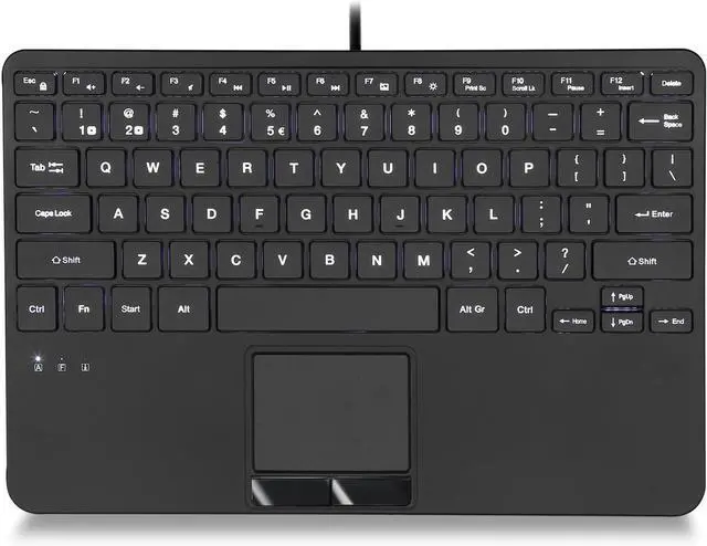 Main image of Perixx PERIBOARD-425 US Wired Mini USB Keyboard with Touchpad, X Type Scissor Keys, White Backlit, 2 USB Hubs, Compact 11.18x7.17x1.1 Inches, US English