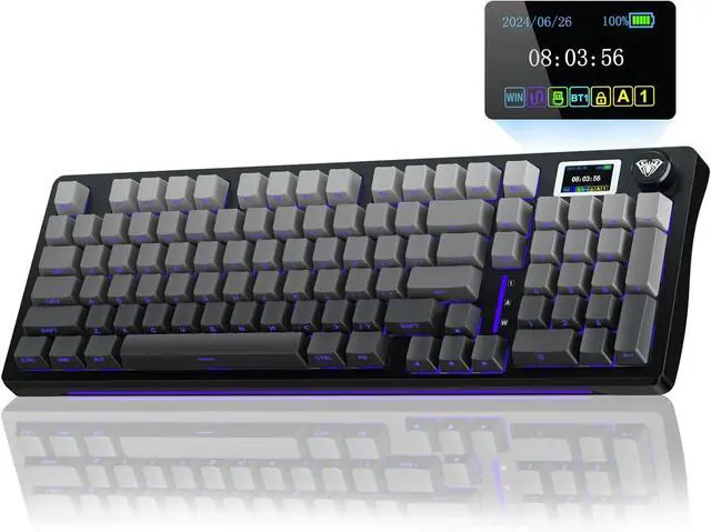 Main image of AULA S98 Pro Wireless Mechanical Keyboard with Screen & Knob,2.4GHz/USB-C/BT5.0 Gasket Hot Swappable Creamy Keyboard,Pre-lubed Linear Switches,Side Printed PBT Keycaps,RGB Backlit Gaming Keyboard