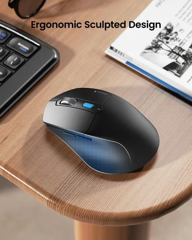 Alt view image 4 of 7 - ProtoArc Ergonomic Foldable Keyboard Mouse, XKM03 Portable Folding Bluetooth Keyboard Mouse for Business and Travel, Split Design, 3 Bluetooth, Rechargeable, for iPad, Tablet, iPhone - Blue Esc Button