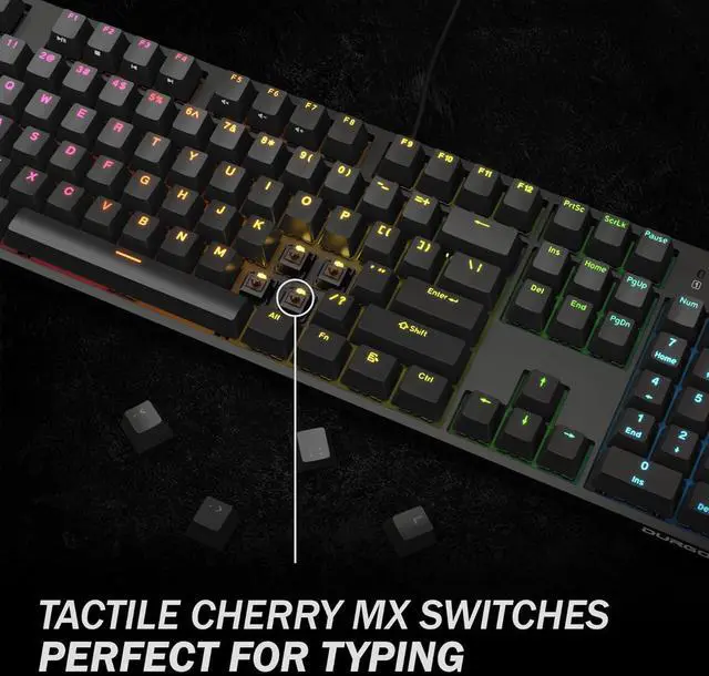 Alt view image 3 of 7 - Durgod Taurus K310 Mechanical Keyboard | RGB Backlit | 104 Keys Full Size | USB C Wired | Doubleshot PBT Keycaps | Programmable Keys | NKRO Rollover | for Windows & Mac | Cherry MX Brown, RGB