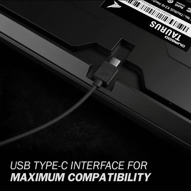 Alt view image 5 of 7 - Durgod Taurus K310 Mechanical Keyboard | RGB Backlit | 104 Keys Full Size | USB C Wired | Doubleshot PBT Keycaps | Programmable Keys | NKRO Rollover | for Windows & Mac | Cherry MX Brown, RGB