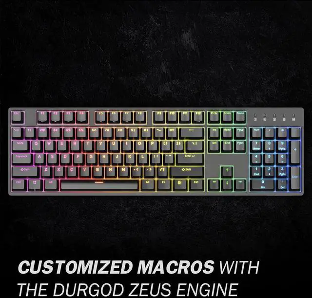 Alt view image 6 of 7 - Durgod Taurus K310 Mechanical Keyboard | RGB Backlit | 104 Keys Full Size | USB C Wired | Doubleshot PBT Keycaps | Programmable Keys | NKRO Rollover | for Windows & Mac | Cherry MX Brown, RGB