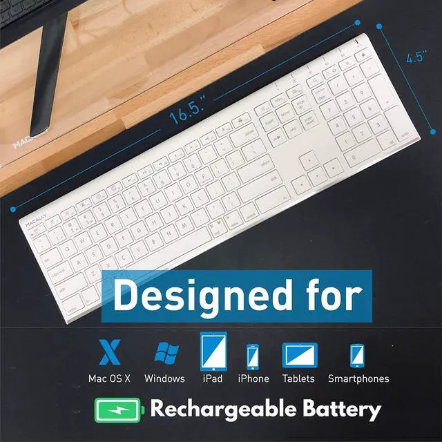Alt view image 3 of 7 - Macally Bluetooth Wireless Keyboard and Mouse Combo for Mac, Fully Apple Compatible