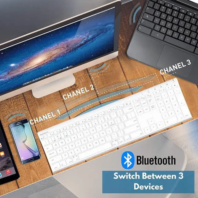Alt view image 4 of 7 - Macally Bluetooth Wireless Keyboard and Mouse Combo for Mac, Fully Apple Compatible