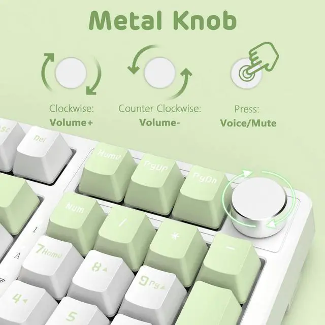 Alt view image 4 of 7 - AJAZZ AK992 Wireless Gaming Keyboard,2 in 1 Custom Coiled Cable,Illuminated RGB Hot Swappable Wireless Keyboard, Rechargeable 2.4G/BT5.0/Wired,PBT Keycaps Gasket Mount Knob for PC/Mac/PS4(Red Switch)