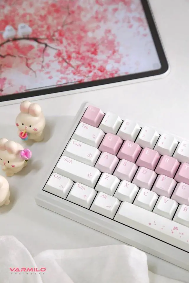 Alt view image 4 of 6 - Varmilo Sword68 Sakura Aluminum 65% Hotswap Wireless RGB Mechanical Keyboard (Kailh Prestige Voice)