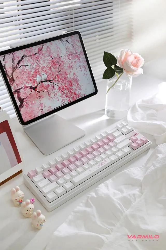 Alt view image 6 of 6 - Varmilo Sword68 Sakura Aluminum 65% Hotswap Wireless RGB Mechanical Keyboard (Kailh Prestige Voice)