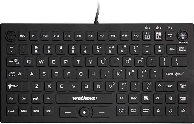 Alt view image 3 of 7 - WetKeys Professional-Grade Mid-Size Rigid Silicone Washable Keyboard with Pointing-Device, Backlight and ON-Off Switch (USB) (Black) | KBWKRC89PB-BK