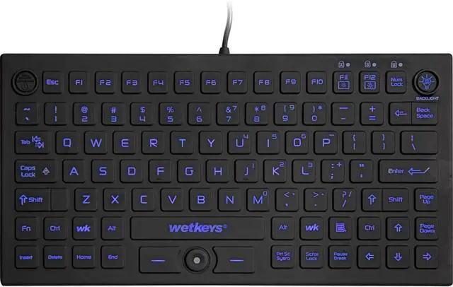 Alt view image 2 of 7 - WetKeys Professional-Grade Mid-Size Rigid Silicone Washable Keyboard with Pointing-Device, Backlight and ON-Off Switch (USB) (Black) | KBWKRC89PB-BK