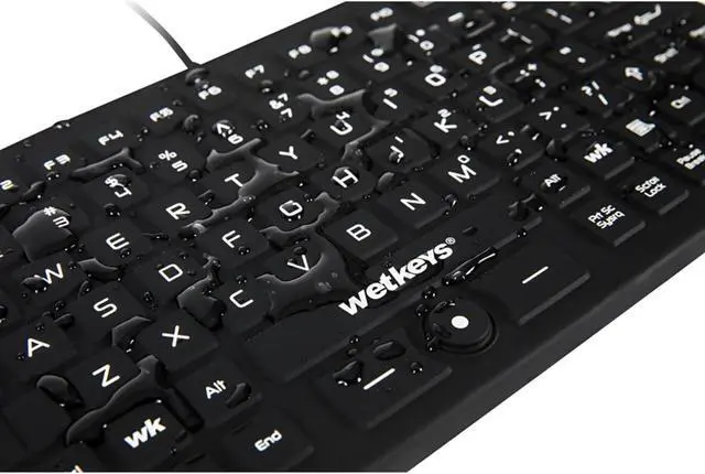 Alt view image 4 of 7 - WetKeys Professional-Grade Mid-Size Rigid Silicone Washable Keyboard with Pointing-Device, Backlight and ON-Off Switch (USB) (Black) | KBWKRC89PB-BK