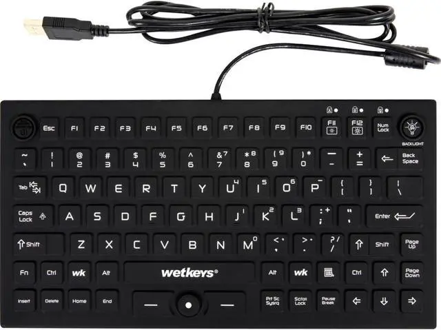 Alt view image 7 of 7 - WetKeys Professional-Grade Mid-Size Rigid Silicone Washable Keyboard with Pointing-Device, Backlight and ON-Off Switch (USB) (Black) | KBWKRC89PB-BK