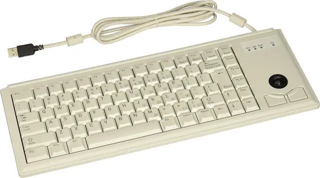Main image of Cherry G84-4420LUBEU-0 UltraSlim Compact Keyboard with USB Interface and Optical Trackball, 15" Width, Light Gray