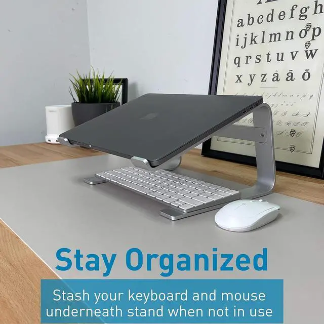 Alt view image 7 of 7 - Macally Wireless Bluetooth Keyboard with Mouse and Laptop Stand, Perfect College Gift