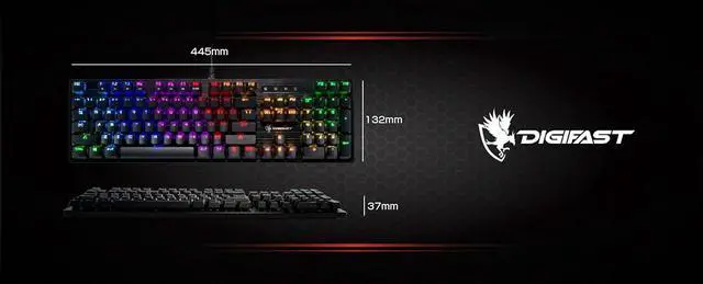 Alt view image 4 of 6 - Digifast LK32 Mechanical Gaming Keyboard | RGB Backlit Gaming Keyboard - Optical Linear Switches - 100 Million Durability | Customizable Color | Textured Surface | Water-Resistant Design (Black)