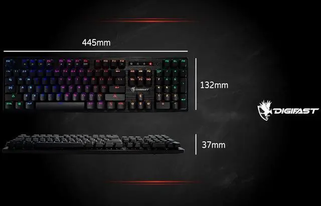 Alt view image 3 of 6 - Digifast LK32 Mechanical Gaming Keyboard | RGB Backlit Gaming Keyboard - Optical Linear Switches - 100 Million Durability | Customizable Color | Textured Surface | Water-Resistant Design (Black)