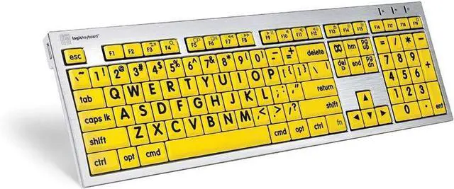 Main image of Logickeyboard LargePrint Black on Yellow - Mac Advance Line Keyboard compatible with Mac Os X v10 or later - Part: LKBU-LPRNTBY-AM89-US
