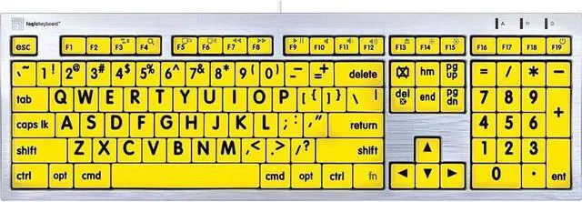 Alt view image 4 of 5 - Logickeyboard LargePrint Black on Yellow - Mac Advance Line Keyboard compatible with Mac Os X v10 or later - Part: LKBU-LPRNTBY-AM89-US