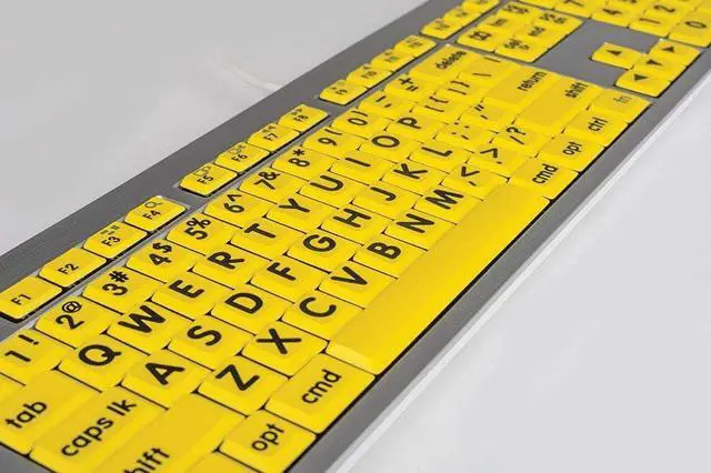 Alt view image 2 of 5 - Logickeyboard LargePrint Black on Yellow - Mac Advance Line Keyboard compatible with Mac Os X v10 or later - Part: LKBU-LPRNTBY-AM89-US