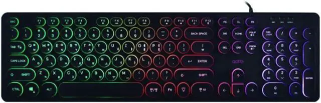 Alt view image 2 of 6 - ACTTO Retro Rainbow LED Wire Keyboard Classic Design (English/Korean Layout) (Black)