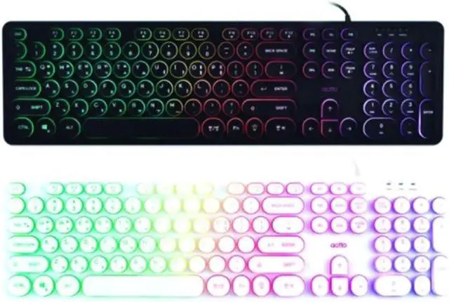 Alt view image 3 of 6 - ACTTO Retro Rainbow LED Wire Keyboard Classic Design (English/Korean Layout) (Black)