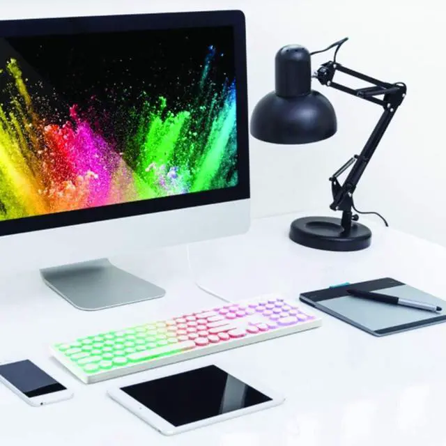Alt view image 4 of 6 - ACTTO Retro Rainbow LED Wire Keyboard Classic Design (English/Korean Layout) (Black)