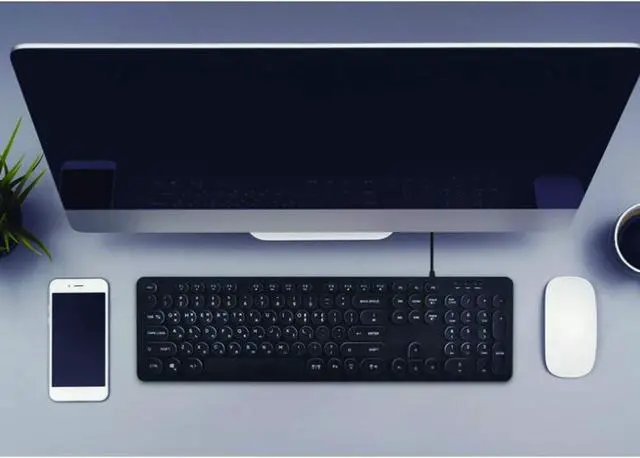 Alt view image 5 of 6 - ACTTO Retro Rainbow LED Wire Keyboard Classic Design (English/Korean Layout) (Black)