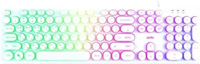 Alt view image 2 of 7 - ACTTO Retro Rainbow LED Wire Keyboard Classic Design (English/Korean Layout) (White)