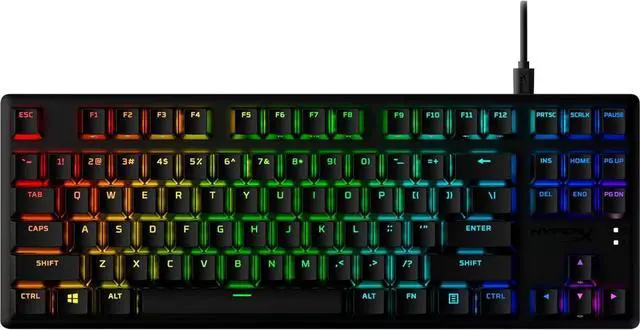 Alt view image 2 of 7 - HyperX Alloy Origins Core PBT HX Red Mechanical Gaming Keyboard, Durable PBT Keycap, Responsive Mechanical Switches, Built Strong, Aircraft-Grade Aluminum Body, Black, 639N7AA#ABA