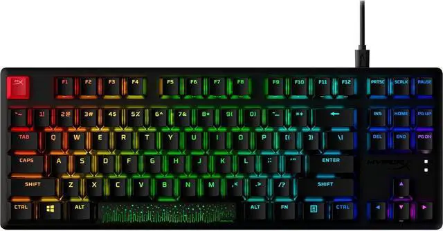 Alt view image 4 of 7 - HyperX Alloy Origins Core PBT HX Red Mechanical Gaming Keyboard, Durable PBT Keycap, Responsive Mechanical Switches, Built Strong, Aircraft-Grade Aluminum Body, Black, 639N7AA#ABA