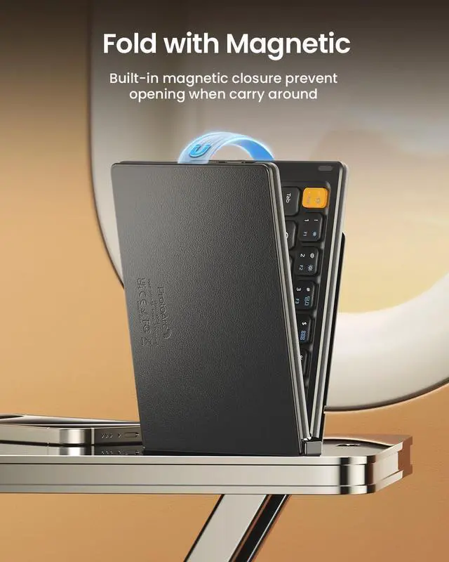 Alt view image 3 of 7 - ProtoArc Foldable Compact Keyboard, XK04 Portable Bluetooth Keyboard with PU Leather Cover, Pocket-Sized Wireless Travel Keyboard for iPad, iPhone, Smartphone, Tablet and LaptopBlack