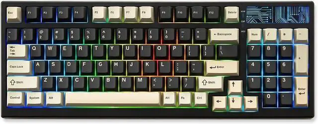 Alt view image 2 of 7 - YUNZII YZ98 Gasket Mechanical Keyboard(Black, Cocoa Cream V2 Switch),Spring Tea Keycap Cherry(Cherry Profile, Spring Tea)