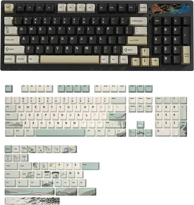 Main image of YUNZII YZ98 Gasket Mechanical Keyboard(Black, Cocoa Cream V2 Switch),Spring Tea Keycap Cherry(Cherry Profile, Spring Tea)