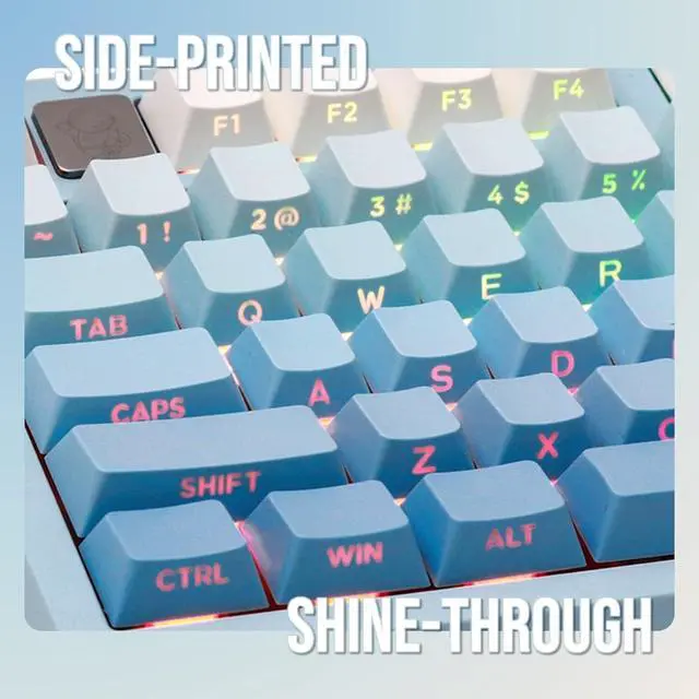 Alt view image 2 of 7 - EPOMAKER 133-Key Double-Shot Side-Printed PBT Keycap Set for Mechanical Gaming Keyboard, Compatible with ANSI/ISO Layout, MX-Clone Switches Gateron/Kailh/Epomaker Switch (Sky Blue, Cherry Profile)