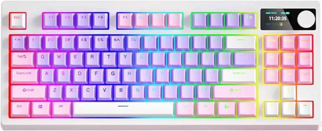 Main image of RGB Mechanical Keyboard with Hot Swappable Keys for Gaming Office Typing (White Switch)