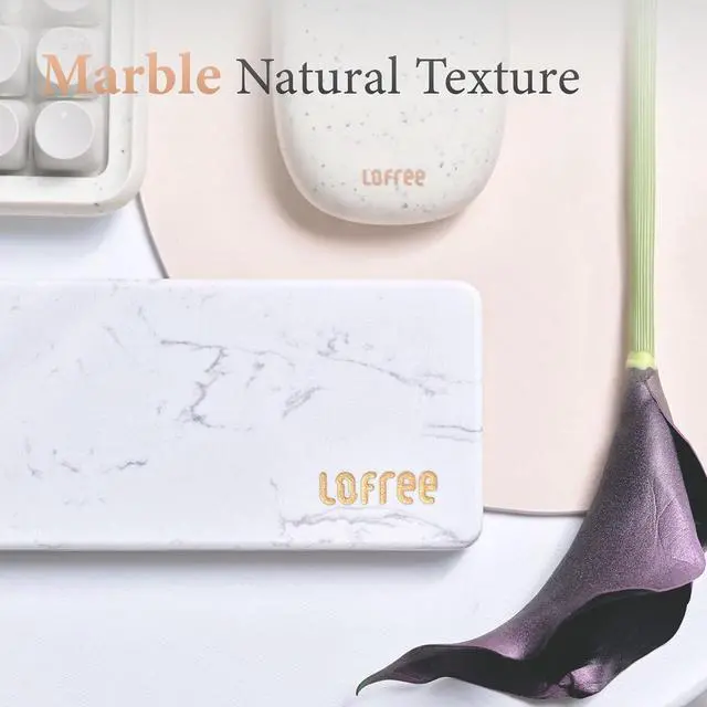 Alt view image 7 of 7 - LOFREE Zero ARTZ Mechanical Keyboard with Marble Palm Rest, 75% Rechargeable Hot-swappable Keyboards with 3 Types Connection for Windows, Mac OS, Linear Switches/Terrazzo Grey