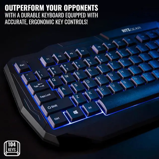 Alt view image 3 of 7 - Ritz Gear Blue Gaming Kit I 4-in-1 LED Combo with Multimedia Keyboard, Optical Mouse, Mouse Pad & Headset with Adapter with CR5-X Bluetooth Monitors and 24 Pack Acoustic Soundproof Wedge Panels