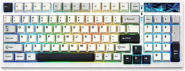 Alt view image 2 of 7 - YUNZII YZ98 Gasket Mechanical Keyboard(White, Cocoa Cream V2 Switch),Spring Tea Keycap Cherry(Cherry Profile, Spring Tea)