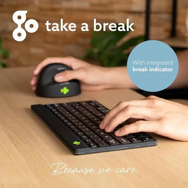 Alt view image 6 of 7 - R-Go Compact Keyboard Bluetooth, with Break Software, Ergonomic Flat Design, Anti-RSI, Compatible with Windows/Mac OS, QWERTY (US), Black