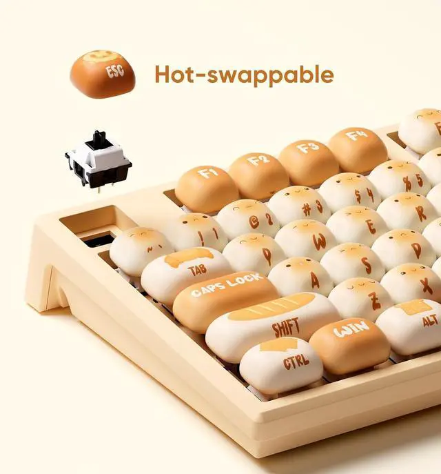Alt view image 2 of 7 - MONSGEEK AKKO x MG108B Bun Wonderland Mechanical Keyboard Hot-Swappable Multi-Mode Gaming Keyboard with PBT Dye-Sub MOG Profile Keycaps Pre Lubed Piano Switch