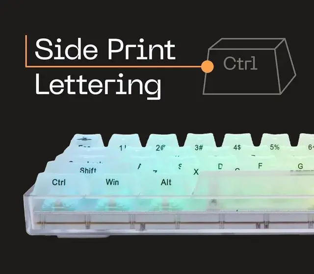 Alt view image 3 of 7 - Higround Crystal Opal Basecamp 65% Mechanical USB Wired Gaming Keyboard, Silent Glacier Switches, Programmable RGB, Transparent/Translucent, Hot-Swappable, Deep Thock Creamy Sounding PC Keyboard