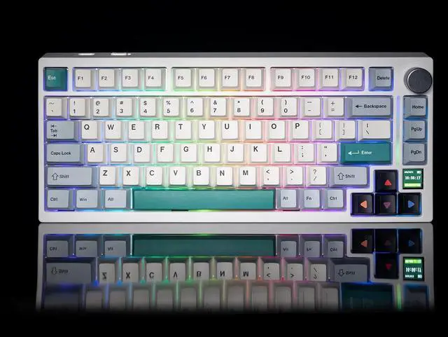 Alt view image 7 of 7 - GK GAMAKAY TK75 V2 75% Silent Mechanical Keyboard with TFT Screen, Hot Swap RGB Bluetooth 5.0/2.4GHz Wireless/USB-C Wired PBT Cherry Profile Keycaps Gaming Keyboard (GamaKay Phoenix Switch)