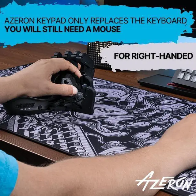 Alt view image 2 of 7 - AZERON Gaming Keypad, Programmable One Handed Gaming Keyboard, with Hall Effect Analog Thumbstick and 30 Programmable Keys, 3D Printed Customized Keypad, for Righties (Black, Cyborg ll)