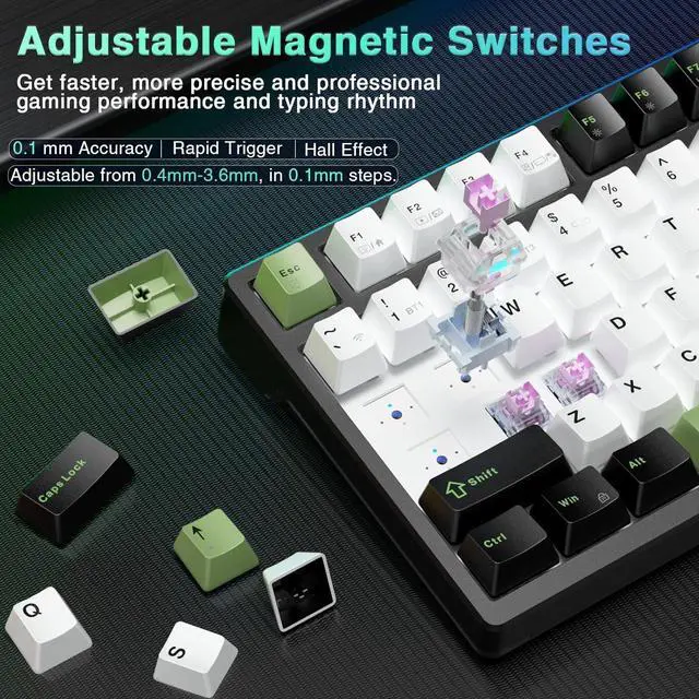Alt view image 4 of 7 - x Aula F98X Wireless Mechanical Gaming Keyboard,Magnetic Switch Rapid Trigger Hall Effect Keyboard Tri-Mode BT5.0/2.4GHz/USB-C Wired, Top Mount Hot Swappable RGB Backlit Gaming for PC