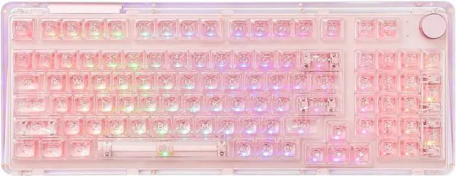 Main image of KiiBoom Phantom 98 Hot Swappable Crystal Gasket-Mounted Mechanical Keyboard, Triple Mode NKRO Gaming Keyboard with South-Facing RGB, Clear Keycaps, 8000mAh Battery for Win/Mac (Pink)