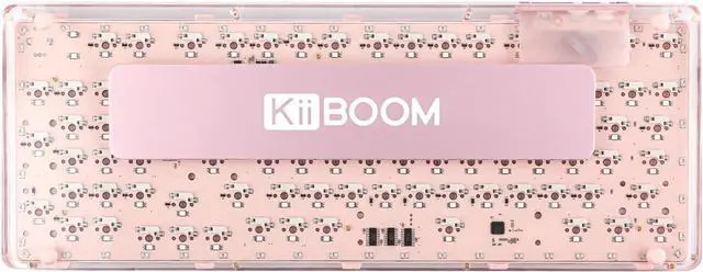 Alt view image 7 of 7 - KiiBoom Phantom 98 Hot Swappable Crystal Gasket-Mounted Mechanical Keyboard, Triple Mode NKRO Gaming Keyboard with South-Facing RGB, Clear Keycaps, 8000mAh Battery for Win/Mac (Pink)