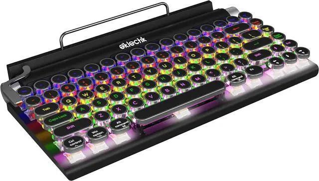 Main image of Eklectik Vintage Typewriter Keyboard Wireless Bluetooth, Mechanical 83-Key, 14 LED Light Modes, USB C, Blue Switches, Wired or Wireless Keyboard, Compatible with PC, Laptop, Tablet
